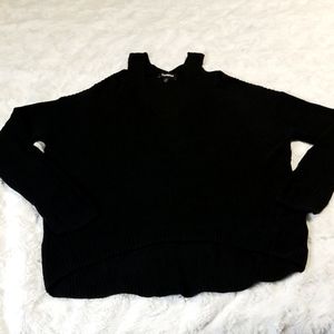 Express Women's Open Shoulder Y2k Black Sweater Size Medium